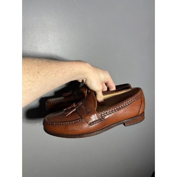 Allen Edmonds Maxfield Tassel Loafers Men's Size 9.5 Brown Leather Slip On Shoes - Picture 1 of 7